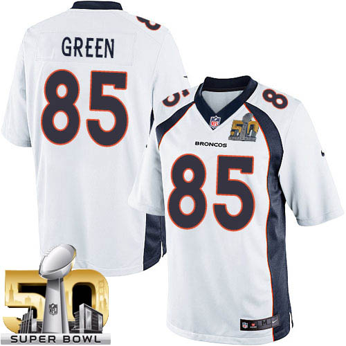 Youth Elite Virgil Green Super Bowl L Nike Jersey White Road - #85 NFL Denver Broncos